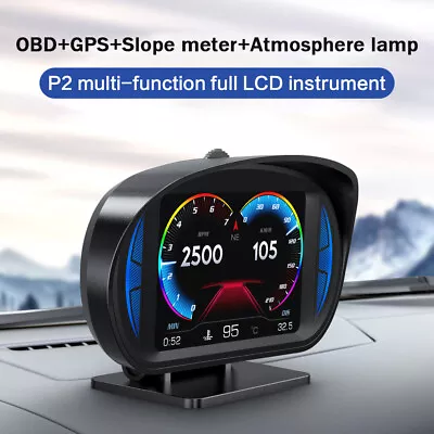 OBD2 GPS Dual System HUD Car Head Up Display Speedometer Slope Meter Alarm Gauge • $68.20