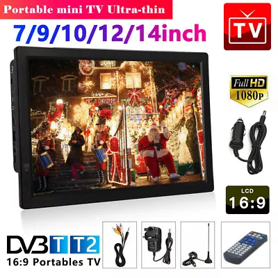 7/9/10/12/14 In Portable 1080P HD TV Freeview HDMI Digital Television Player UK • £94.04