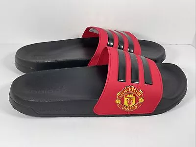 Adidas Adilette Shower Manchester United Black/Red Slides Sandals Size 11 FW7072 • $39