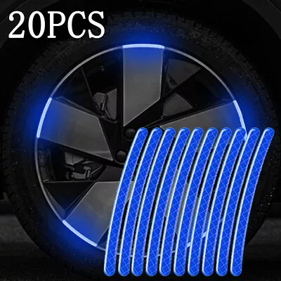 20x Blue Reflective Sticker Car Wheel Hub Rim Stripe Tape Decals Mouldings Trims • $3.43