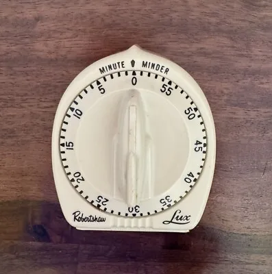 Vtg. Lux Minute Minder Kitchen Timer W/ Atomic Rocket Knob Cream USA • $18.99