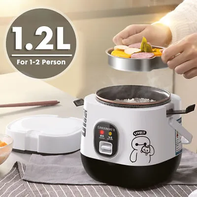 $36.89 • Buy AU Electric Rice Cooker Portable Mini Cooking 1-2Person With Steamer 1.2L 3 CUP