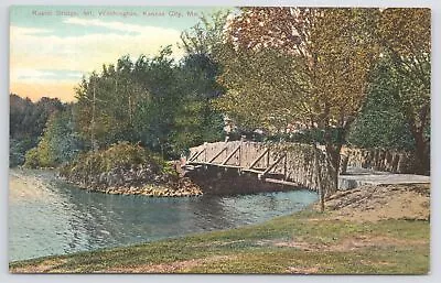 Rustic Bridge~Mt Washington In Kansas City Missouri~Lithochrome~Vintage PC • $3