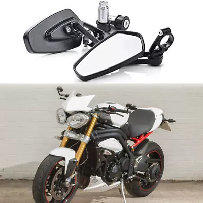 Motorcycle 7/8  Bar End Rearview Mirrors For Triumph Street Speed Triple 769 679 • $27.45