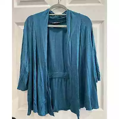 Women's AB Studio Turquoise Teal Cardigan Open Front XL Made In USA • $12.99