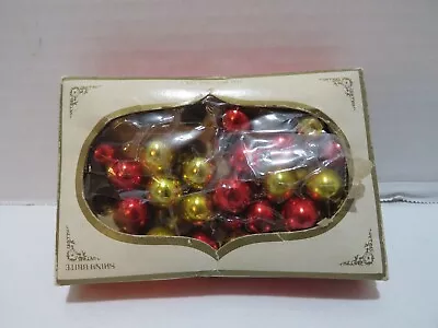 Vtg Mini Shiny Bright Christmas Ornament Bulbs Red/gold In Org Box • $19.95