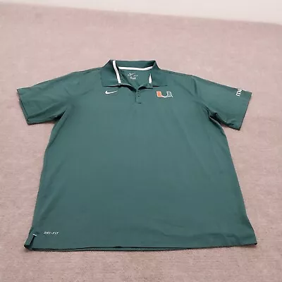 Nike Dri Fit Miami Hurricanes Mens 2XL XXL Green Short Sleeve Golf Polo Shirt • $18.88