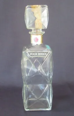 Vintage Four Roses Geometric Pattern Bar Liquor Decanter Bottle 11¾  W/ Stopper • $12.50