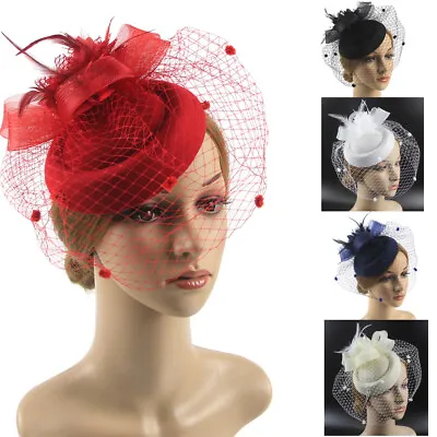 £5.57 • Buy Retro Mesh Feather Berets Headband Fascinator Wedding Veil Hat Hair Accessories