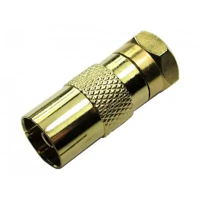 F Type Screw-On Male TV Aerial Female Adapter Plug To Coax RF Satellite Gold • £2.09
