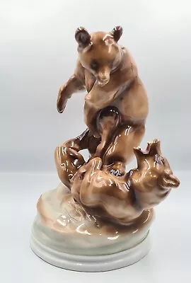 Zsolnay Fighting Playing Bears Cubs Porcelain Figurine Pecs Hungary 1911 12    • $349.95