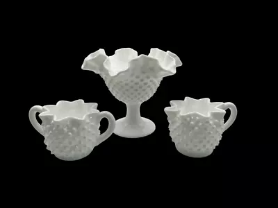 Vintage Fenton Milk Glass Hobnail Creamer /sugar/candy Dish • $22.95