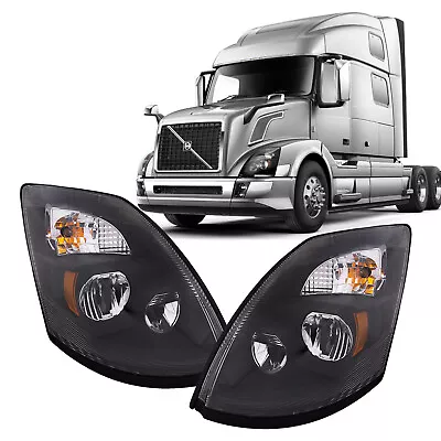 Headlights Set LED Projector Black For 2004-2017 Volvo Vl Vnl Vnx • $615