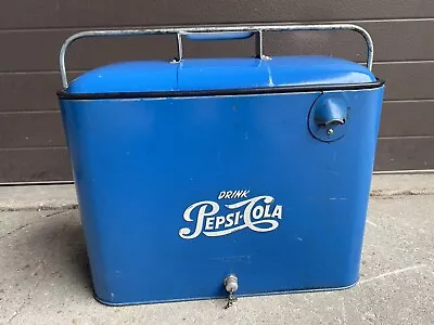 VINTAGE Airline PEPSI COLA EMBOSSED ICE CHEST COOLER Nice Shape • $369.99