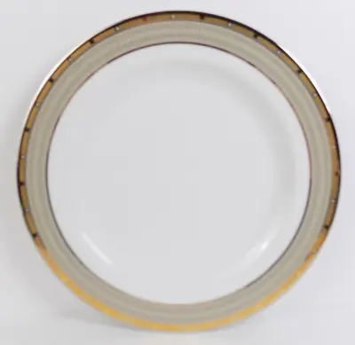 Mikasa Cambridge Dinner Plate Y0501 Esquire Line Gold Gray 10 5/8  Across • $15.59