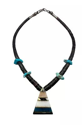 Vintage Santo Domingo Turquoise Multi Stone Reversible Heishi Bead Necklace • $39.99