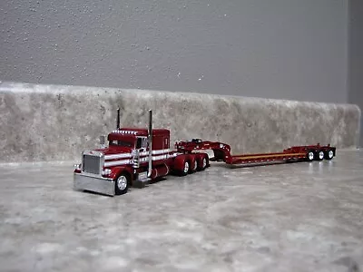 DCP 1/64 King Bros. Maroon Cream Tri-Axle Peterbilt 389 Lowboy Trailer 60-1477 • $135