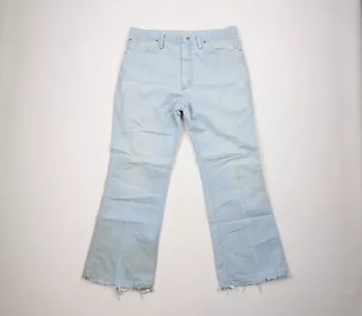 Vintage 70s Wrangler Mens 36x30 Distressed Wide Leg Bell Bottoms Denim Jeans USA • $62.95