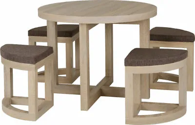 Stowaway Oak Effect Dining Table + 4 Fabric Chairs 90cm X 90cm X 70cm CAMBRIDGE • £309