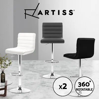 $117.95 • Buy Artiss Bar Stools Kitchen Stool Chairs Dining Gas Lift Swivel Leather Black X2