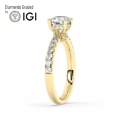 IGI1 CT Solitaire Lab-Grown Hidden Halo Diamond Engagement Ring18K Yellow Gold • £1102