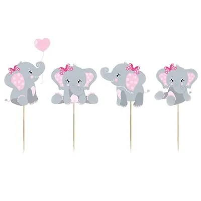 48 Pieces Pink Elephant Cupcake Toppers For Girl Baby Shower Decorati • $9.22