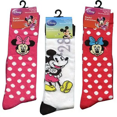Disney Mickey & Minnie Mouse Knee High Socks Set Kids Apparel 3-Pair SIZE 6-8  • $10.98