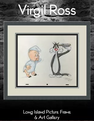 Virgil Ross Original Signed Model Sheet Drawing Porky & Sylvester Custom Framed • $450