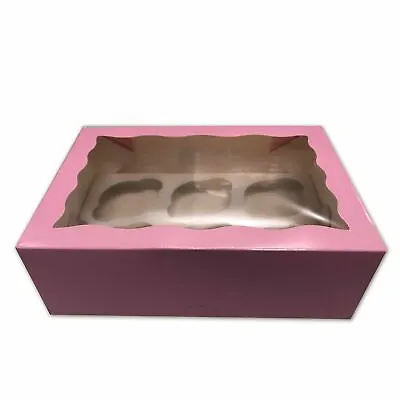 Cupcake Boxes 6Hole 100/Pk Window Face Pink Cake Boxes Party Boxes Muffin Cases • $95