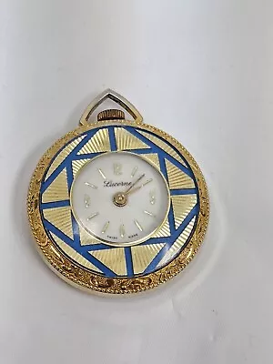 Vintage Lucerne Pendant Watch Women Blue Enamel Gold Tone No Chain Manual Wind • $28.99