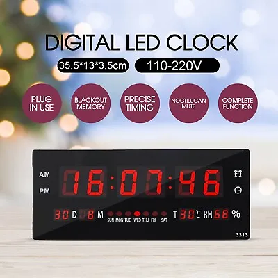 Digital Large Big Jumbo LED Wall Desk Clock Display With Calendar Temperature AU • $42.99