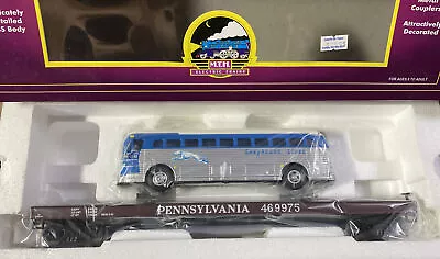 MTH ~ 20-98491 - Pennsylvania (#469975) Flat Car W/Greyhound Bus //NIB// • $124.99