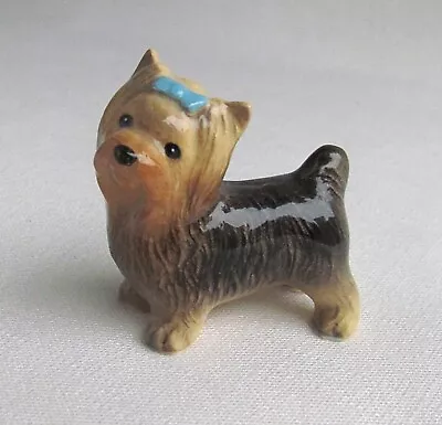 Vintage Miniature Hagen Renaker Yorkie Yorkshire Terrier Dog W/Bow Figurine 1.5  • $13.95
