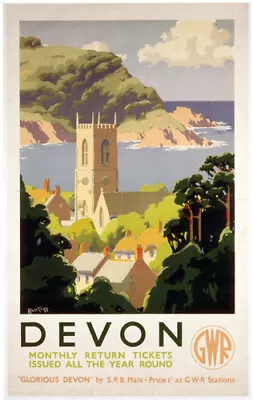 Vintage Devon - Glorious Devon GWR Railway Travel Poster Print Art A1/A2/A3/A4 • £5.95