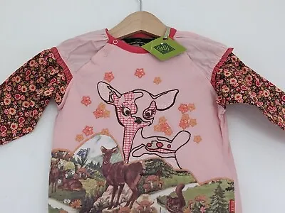 BNWT Designer Luxury Oilily Baby Girl's Long Sleeved Pink Deer Top 68 6-9 Mths • £16