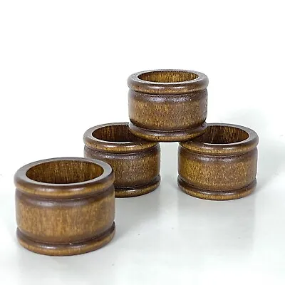 Vintage MCM Wood Napkin Rings Set Of 4 Dark Brown Mid Century Modern Boho Decor • $14.99