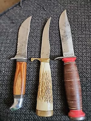 Lot Of Vintage Fixed Blade Hunting Knives Schrade • $19.95