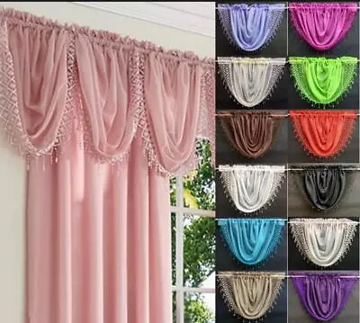 £8.99 • Buy Voile Net Curtain Swags With Macrame Fringing. Free P&p