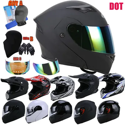 DOT Motorcycle Adult Helmet Dual Visor Modular Motocross Dirt Bike MX Snowmobile • $60.99