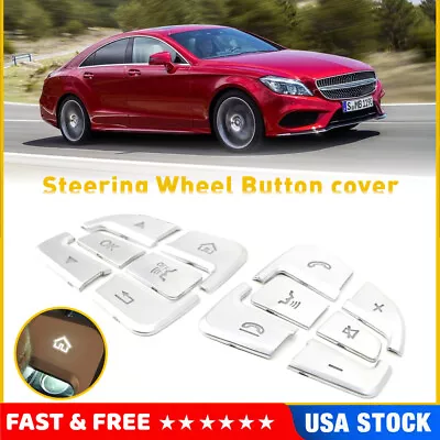 Steering Wheel Button Silver Trim Fits Mercedes Benz A B C Class GLC CLA CLS USA • $13.99