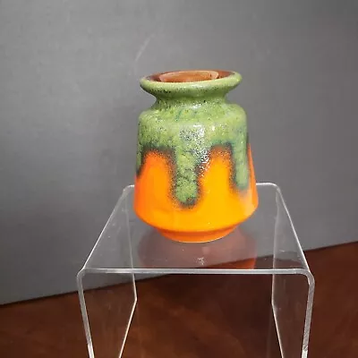 VTG Retro Mid Century WEST GERMAN WGP ILKRA ORANGE & GREEN FAT LAVA VASE • $52.99