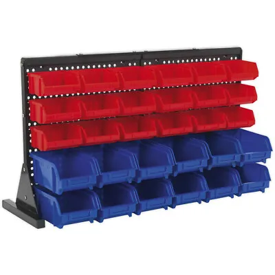 30 Tray / Bin Bench Mounted Parts Storage Rack - Garage & Warehouse Picking Unit • £60.99