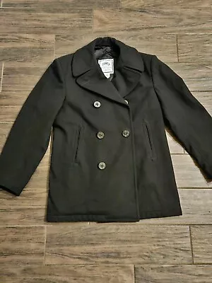 Authentic US Navy DSCP Quarterdeck Peacoat Jacket Men's 38R Black 100% Wool • $50