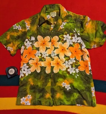 Vintage 60s Ui Maikai Hawaiian Button Shirt Size Large Mens Floral Lounge  • $49.88