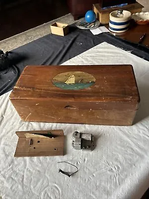 Antique Wood Thoren's Music Box Swiss Made For Restoration Ship Sail Boat • $29