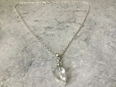 £5 • Buy Clear Half Heart Crystal Glass Vial Necklace Chain 18  Unwanted Gift