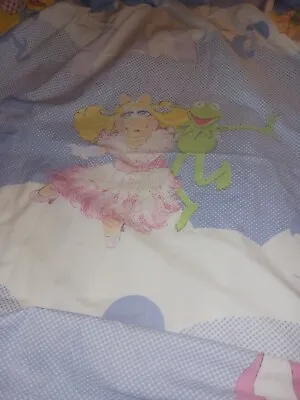 Vintage  1980's   Muppet Babies Kermit MS.Piggy Twin Fitted Sheet  Nostalgia  • $59.99