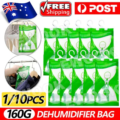 $8.95 • Buy 10Pcs Dehumidifier Bag Moisture Absorber Hanging Wardrobe Drying Anti-mold Agent