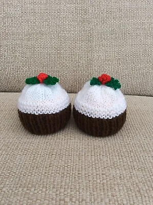£4.69 • Buy 2 Hand Knitted Chocolate Orange Covers - Christmas Puddings