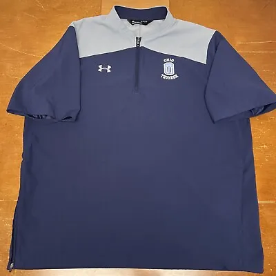 Under Armour Jacket Mens XL Blue Short Sleeve 1/4 Zip Pullover Windbreaker • $27.95